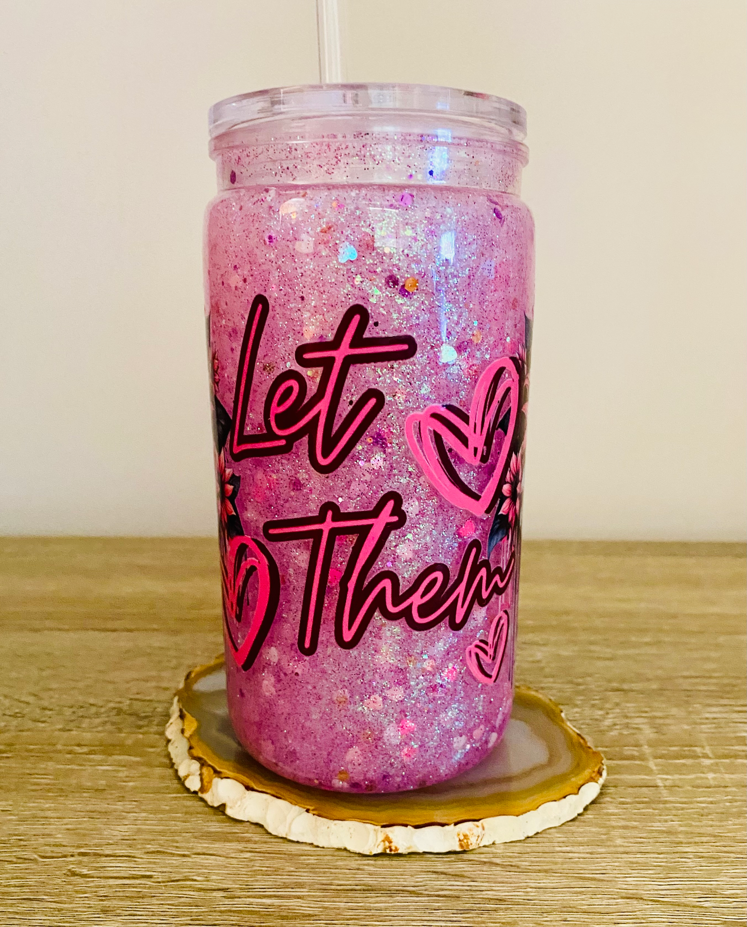 16oz Glitter Snowglobe cups