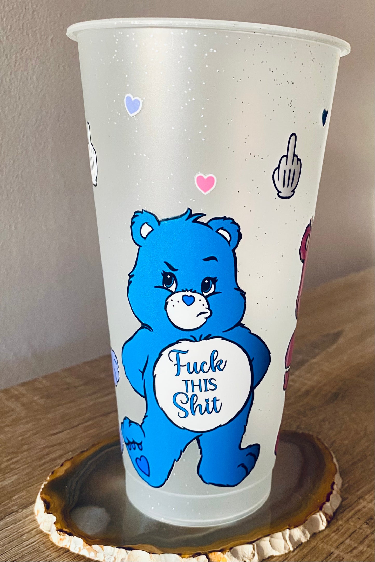 Cheeky bears glitter cold cup