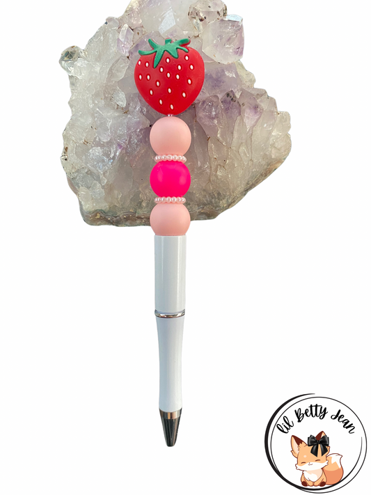 Strawberry beaded pen