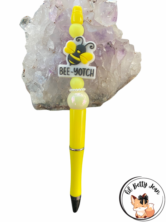 Yellow Bee beaded pen