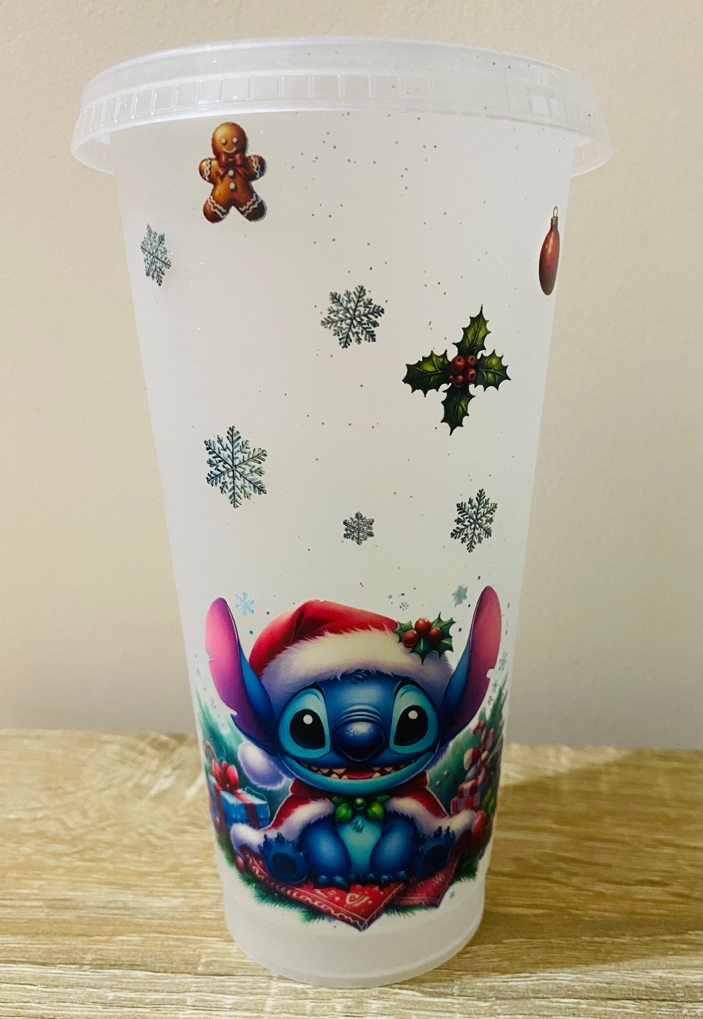 Stitch Xmas glitter cold cup